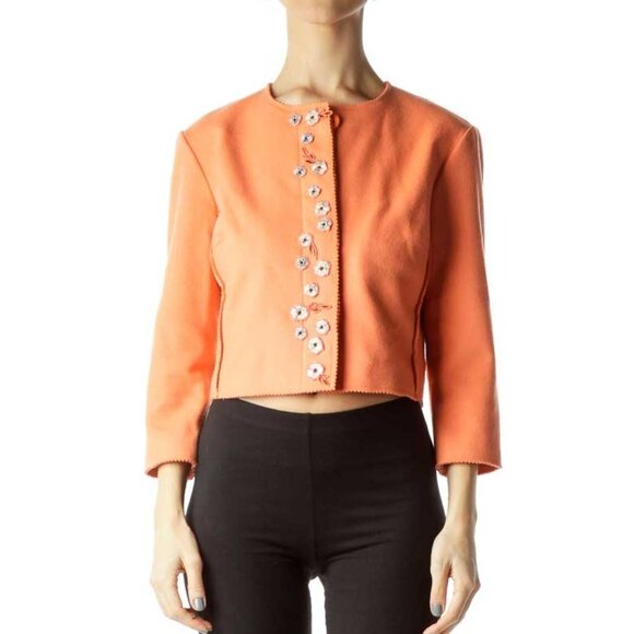 Tocca Orange Wool Cashmere Cropped Jacket - Picture 1 of 3
